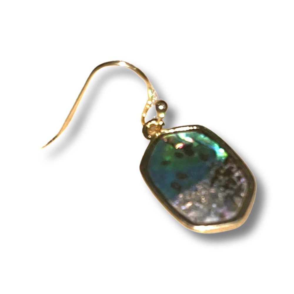 Mint Mongoose gold dangle earrings for women with abalone shell - Picture 3 of 7